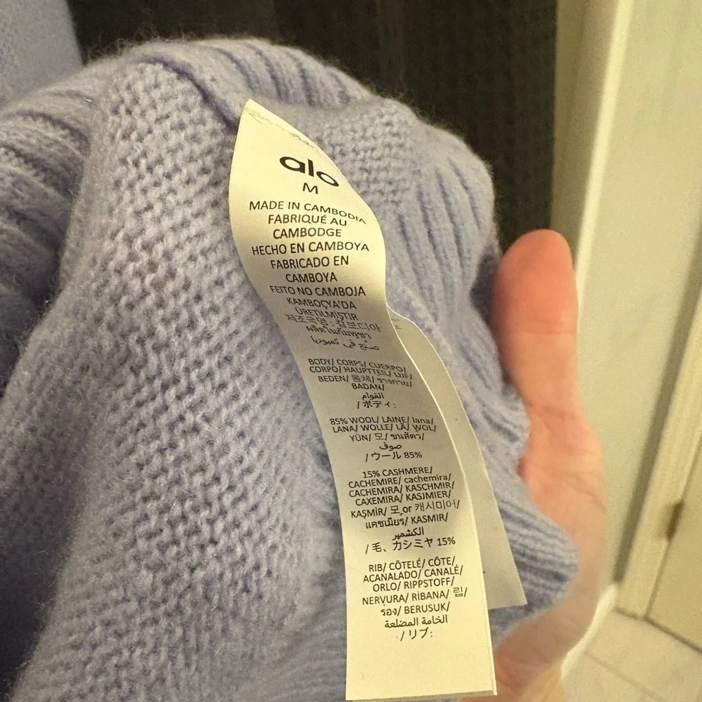 ALO Yoga Wool Cashmere New Class Hoodie Medium Limited: Winter Frost NWT - Picture 8 of 9